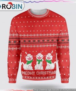 Cat Meowy Christmas Ugly Christmas Sweater Cat Lover Christmas Sweater