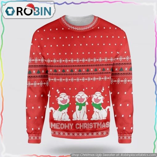 Cat Meowy Christmas Ugly Christmas Sweater Cat Lover Christmas Sweater