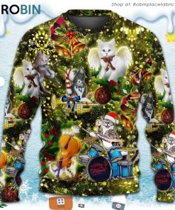 Cat Merry Christmas Angel 3D Printed Christmas Ugly Sweater