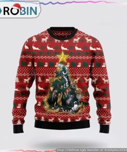 Cat Naughty Pine Ugly Christmas Sweater Cat Lover Christmas Sweater