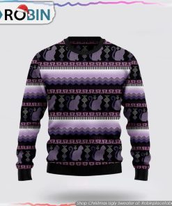 Cat Purple Ugly Christmas Sweater Cat Lover Christmas Sweater