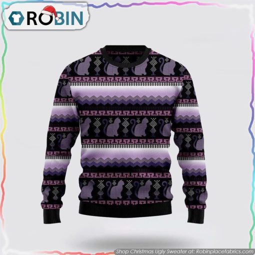 Cat Purple Ugly Christmas Sweater Cat Lover Christmas Sweater