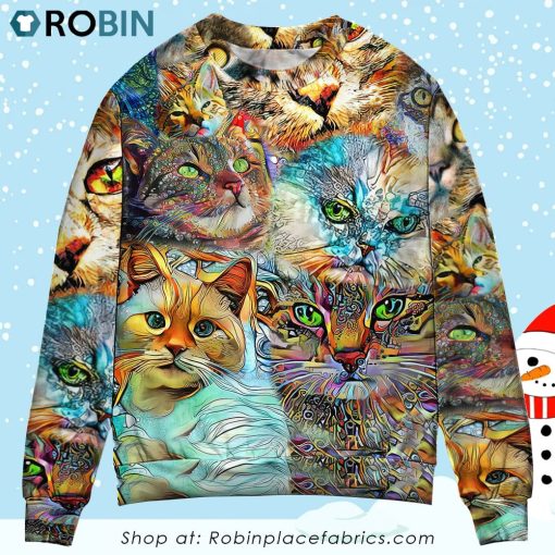 Cat Real Love Cats Christmas Ugly Sweater, Sweatshirt