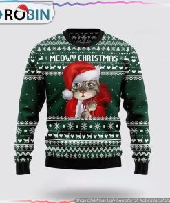 Cat Santa Christmas Ugly Sweater Cat Lover Christmas Sweater