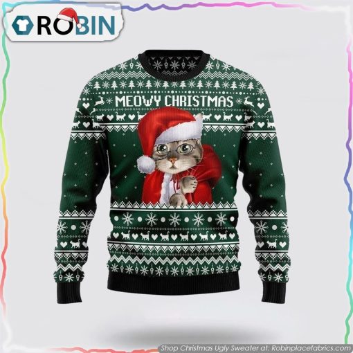 Cat Santa Christmas Ugly Sweater Cat Lover Christmas Sweater