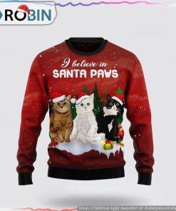 Cat Santa Paws Christmas Ugly Sweater Cat Lover Christmas Sweater