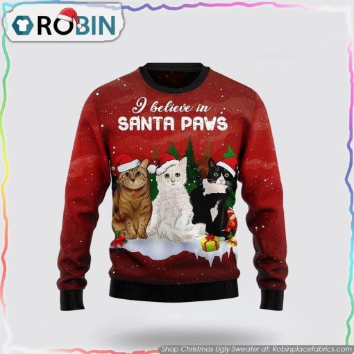Cat Santa Paws Christmas Ugly Sweater Cat Lover Christmas Sweater