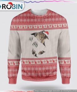 Cat Scratch Christmas Ugly Sweater Cat Lover Christmas Sweater