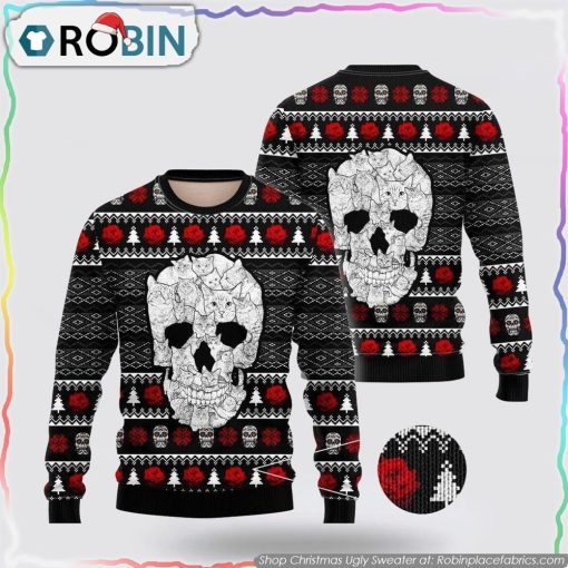 Cat Skull Christmas Ugly Sweater