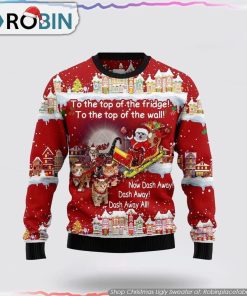 Cat Sleigh Christmas Ugly Christmas Sweater Cat Lover Christmas Sweater