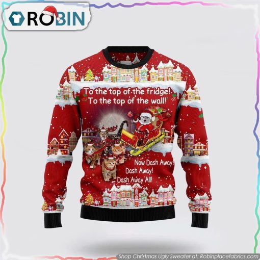 Cat Sleigh Christmas Ugly Christmas Sweater Cat Lover Christmas Sweater