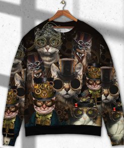 Cat Steampunk Art Machines Lover Ugly Christmas Sweater