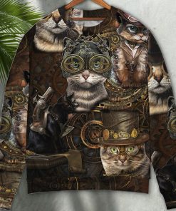 Cat Streampunk Vitage Life Christmas Ugly Sweater, Sweatshirt