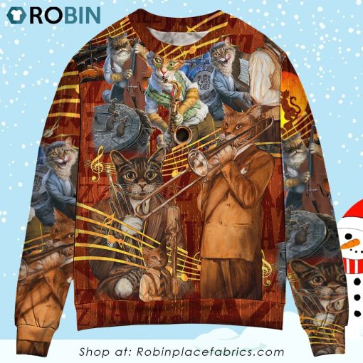 Cat To Be A Jazz Christmas Ugly Sweater, Sweatshirt