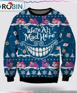 Cheshire Cat 3D Christmas Ugly Sweater Cat Lover Christmas Sweater