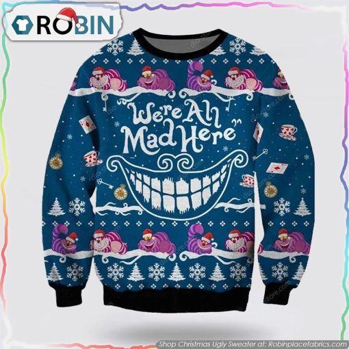 Cheshire Cat 3D Christmas Ugly Sweater Cat Lover Christmas Sweater