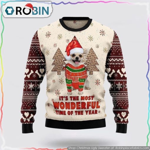 Chihuahua The Most Beautiful Time Ugly Christmas Sweater, Pet Lover Christmas Sweater
