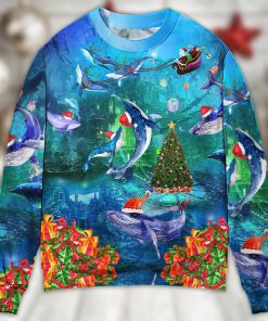 Chirstmas Whales Under The Sea Christmas Ugly Sweater, Sweatshirt