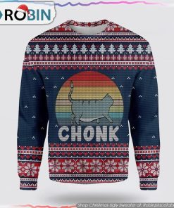 Chonk Cat Christmas Ugly Sweater Cat Lover Christmas Sweater