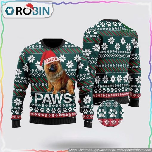 Chow Chow Santa Printed Christmas Ugly Sweater, Pet Lover Christmas Sweater