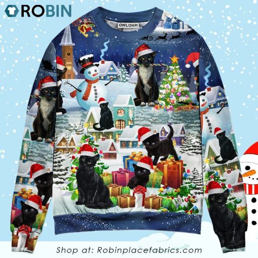 Christmas Black Cat Merry Catmas Ugly Christmas Sweater