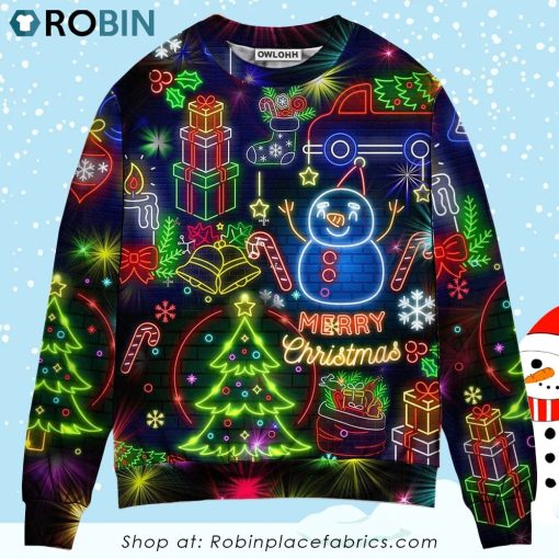 Christmas Bright Neon Lighting Ugly Christmas Sweater