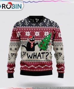 Christmas Cat What G5127 Funny Family Ugly Christmas Sweater Cat Lover Christmas Sweater