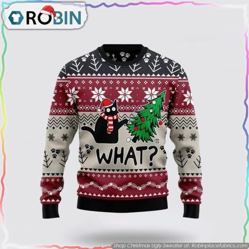 Christmas Cat What G5127 Funny Family Ugly Christmas Sweater Cat Lover Christmas Sweater