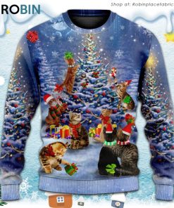 Christmas Cats Love Christmas Tree Ugly Christmas Sweater