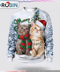 Christmas Cute Cat Pine Tree Sweater Cat Lover Christmas Sweater