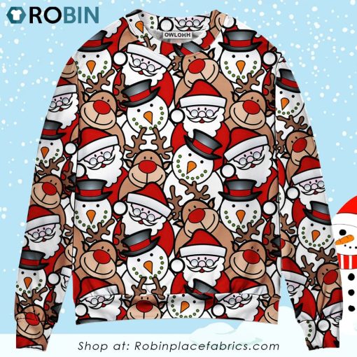 Christmas Cutie Santa And Reindeer Funny Style Ugly Christmas Sweater