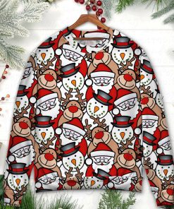 Christmas Cutie Santa And Reindeer Funny Style Ugly Christmas Sweater