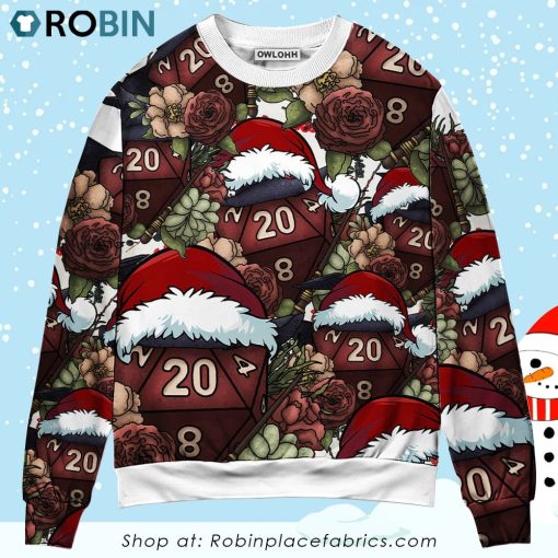 Christmas D20 Witch Dice D20 Xmas Vibe Ugly Christmas Sweater