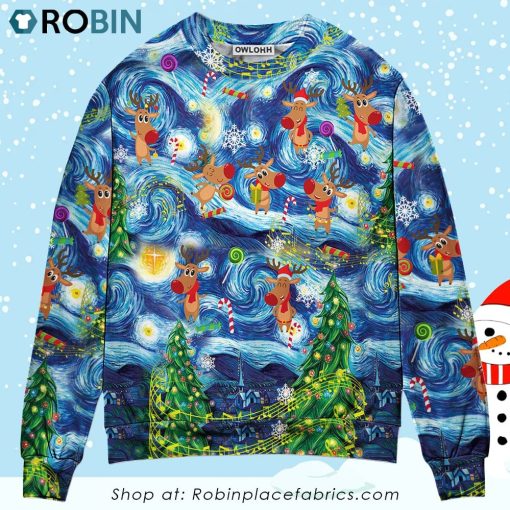 Christmas Dancing Reindeers Happy Christmas Ugly Sweater, Sweatshirt