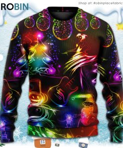 Christmas Dancing Santa Claus Tree Snow Man Neon Light Style Ugly Christmas Sweater Christmas Dancing Santa Claus Tree Snow Man Neon Light Style Ugly Christmas Sweater