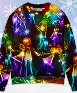 Christmas Family Happy Love Tree Neon Light Style Ugly Christmas Sweater