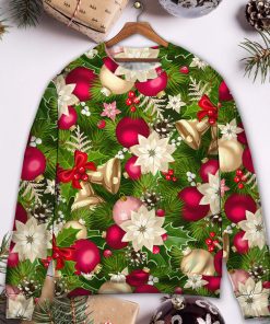 Christmas Fir-Tree And Poinsettia Flowers Ugly Christmas Sweater