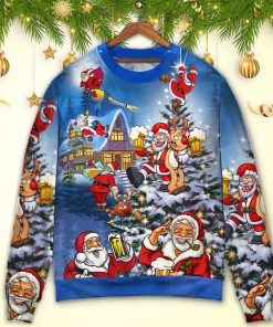 Christmas Funny Santa Claus Drinking Beer Troll Xmas Christmas Ugly Sweater, Sweatshirt