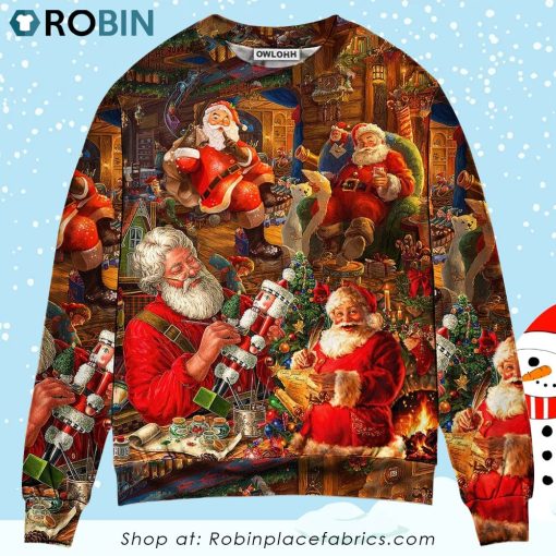 Christmas Funny Santa Claus Gift Xmas Is Coming Art Style Ugly Christmas Sweater