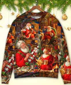 Christmas Funny Santa Claus Gift Xmas Is Coming Art Style Ugly Christmas Sweater