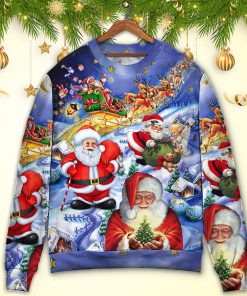 Christmas Funny Santa Claus Happy Xmas Is Coming Art Style Classic Christmas Ugly Sweater, Sweatshirt Christmas Funny Santa Claus Happy Xmas Is Coming Art Style Classic Christmas Ugly Sweater, Sweatshirt