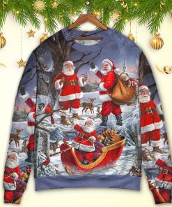 Christmas Funny Santa Claus Happy Xmas Is Coming Art Style Type- Sweater