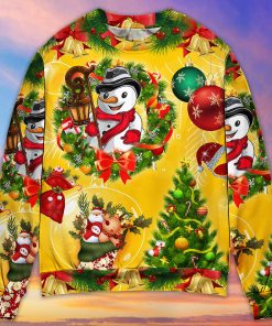Christmas Funny Snowman Happy Christmas Tree Yellow Light Christmas Ugly Sweater, Sweatshirt