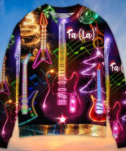 Christmas Guitar Tree Happy Glow Light Style Ugly Christmas Sweater Christmas Guitar Tree Happy Glow Light Style Ugly Christmas Sweater
