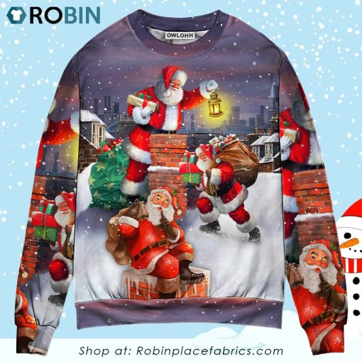 Christmas Having Fun With Santa Claus Gift For Xmas Art Style Ugly Christmas Sweater