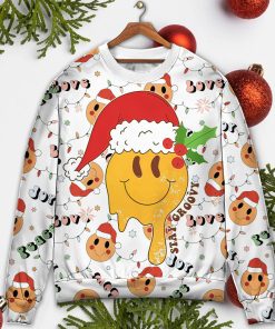 Christmas Hippie Groovy Santa Claus Smile Face Ugly Christmas Sweater Christmas Hippie Groovy Santa Claus Smile Face Ugly Christmas Sweater