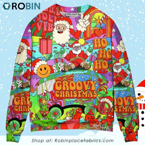 Christmas Hippie Santa Bus Peace Ugly Christmas Sweater