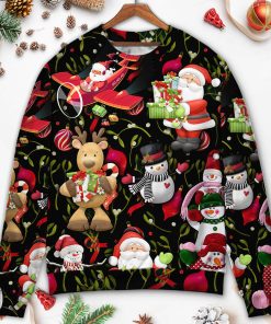 Christmas Joyful Santa Snowman Merry Xmas Ugly Christmas Sweater