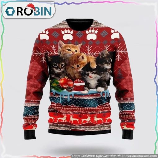 Christmas Kitty Cat Christmas Ugly Sweater Cat Lover Christmas Sweater