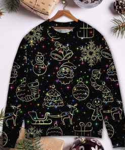 Christmas Neon Light Stary Amazing Night Ugly Christmas Sweater